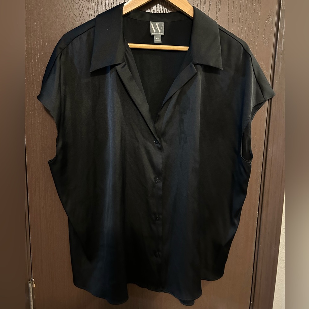 Worthington Black Sleeveless Button Front Blouse XXL